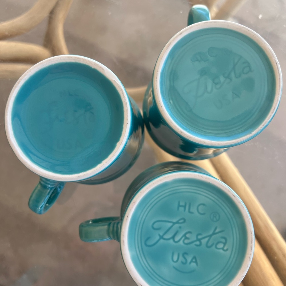 Fiesta Turquoise Ceramic Mugs - Set of 3